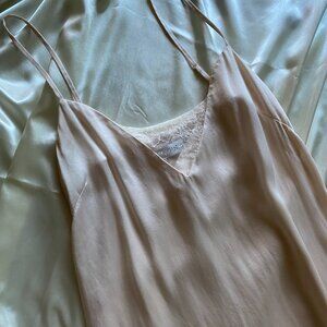 Ginia Pink Rose 100% Silk Long Slip Bride Coquette Small